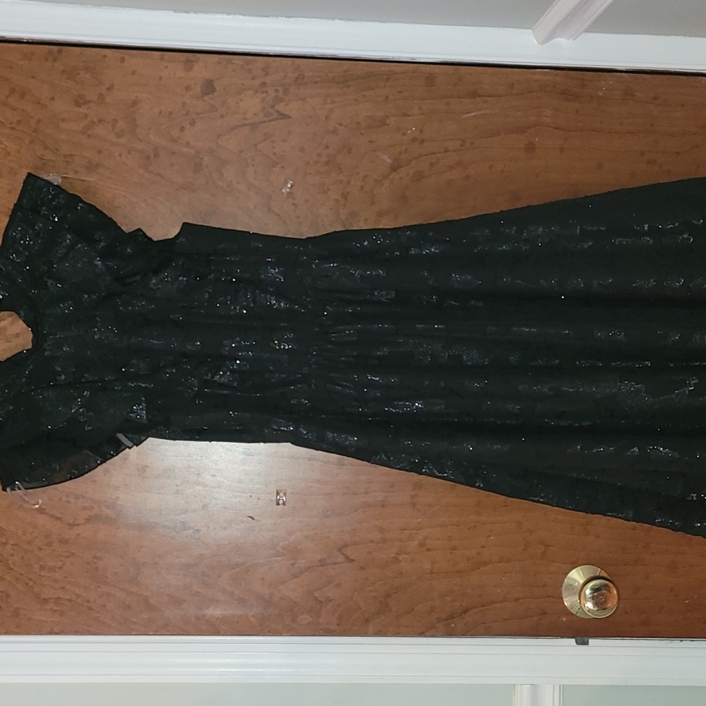 H&M Black Ruffle Sleeve Floral Sparkle dress
